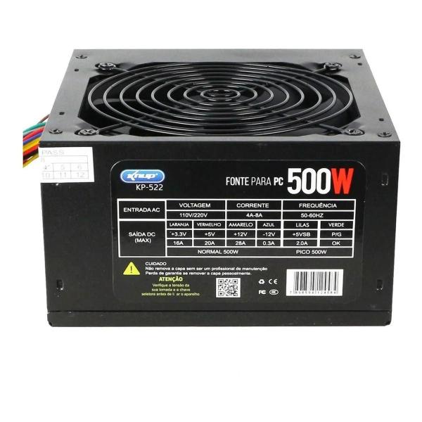 Fonte Real Knup 500W Preto Bivolt 50-60Hz - Kp-522 Imagem de Fonte Real Knup 500W Preto Bivolt 50-60Hz - Kp-522