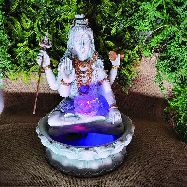 Imagem de Fonte Shiva Na Flor De Lótus Luz Multicolor Led 01062