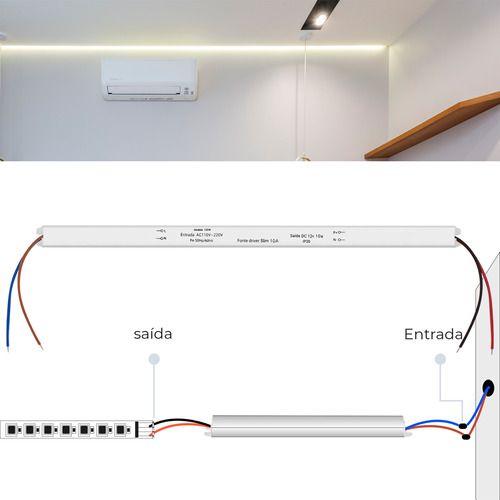 Imagem de Fonte Slim Driver Para Perfil Fita De Led 12v 10a 120w