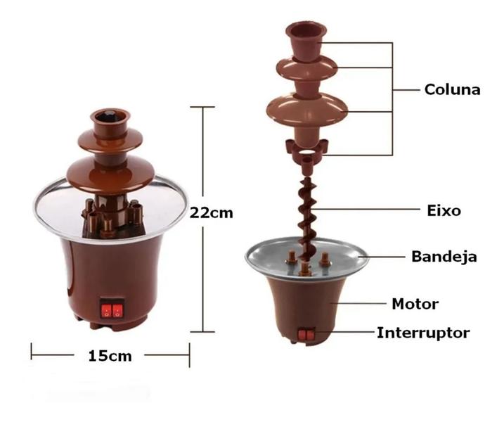 Fonte Torre Cascata De Chocolate Fondue Maquina Elétrica 3 Andares 110v Imagem de Fonte Torre Cascata De Chocolate Fondue Maquina Elétrica 3 Andares 110v