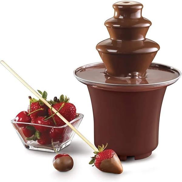 Fonte Torre Cascata De Chocolate Fondue Maquina Elétrica 3 Andares 110v Imagem de Fonte Torre Cascata De Chocolate Fondue Maquina Elétrica 3 Andares 110v