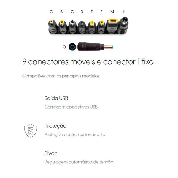 Imagem de Fonte Universal Para Notebook 90w Elgin Com 9 Conectores