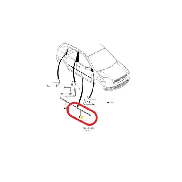 Imagem de Ford Fiesta Friso Da Porta Dianteira Lado Direito Genuíno