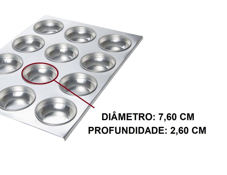 Imagem de Forma 12 cavidades em flandres para pão de queijo cupcake muffin