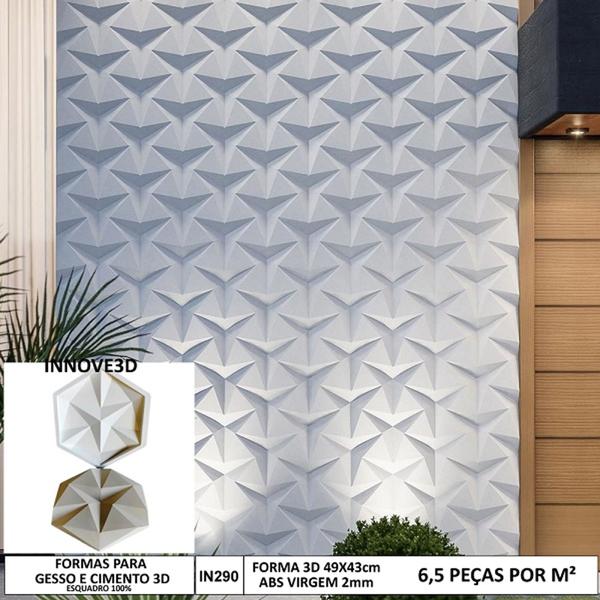 Imagem de Forma 3d Gesso HEXAGONAL 49x43cm ABS 2MM Molde Para Gesso/Cimento/Concreto IN290