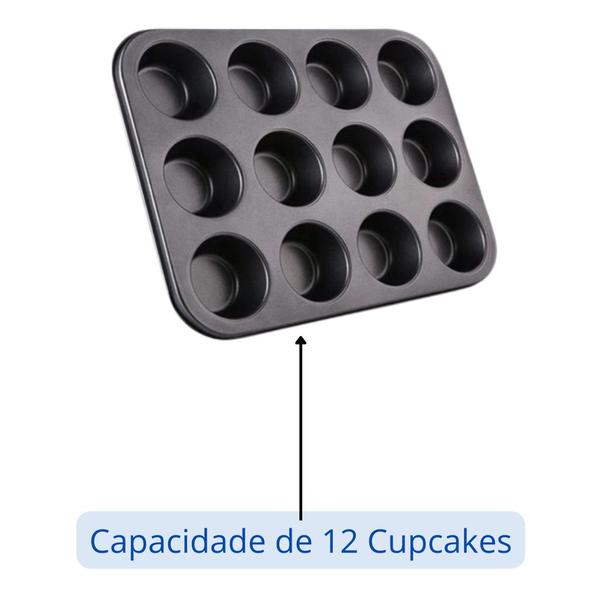 Imagem de Forma Antiaderente Para CupCake Empada Com 12 Cavidades