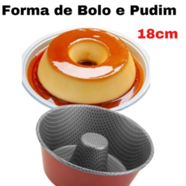 Imagem de Forma Antiaderente Redonda Assadeira Bolo Pudim 18cm