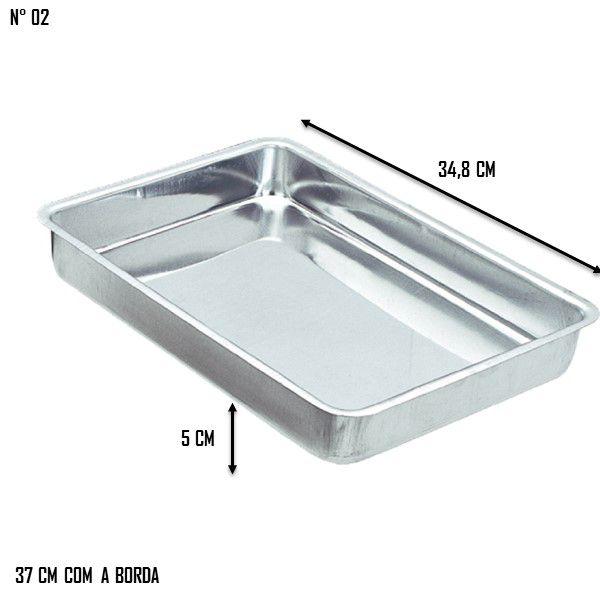 Imagem de Forma Assadeira Alumínio Polido Retangular Conjunto 04 Pçs Alta Lisa N 0-1-2-3