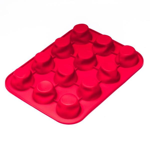 Imagem de Forma assadeira cupcake 12 cavidades de silicone vermelha