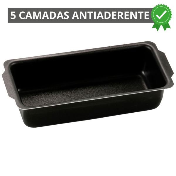 Imagem de Forma Assadeira de Pão Retangular Pequena Antiaderente 900ml + Pincel de Silicone Preto