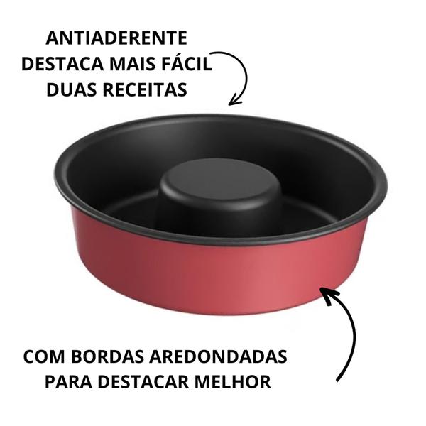 Imagem de Forma Assadeira De Pudim Bolo Torta 20 Cm Cor Cereja Duravel