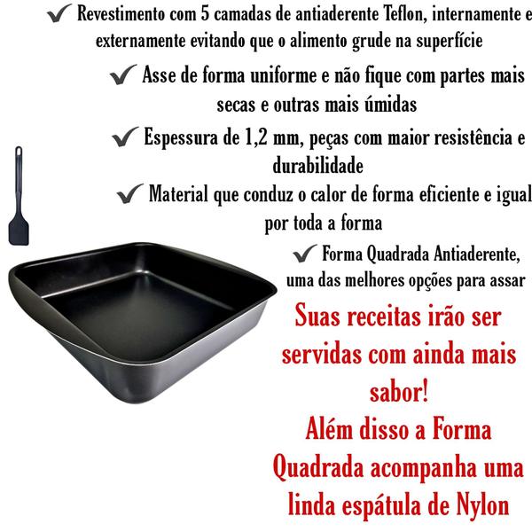 Imagem de Forma Assadeira Quadrada nº2 Antiaderente  + Espátula Nylon