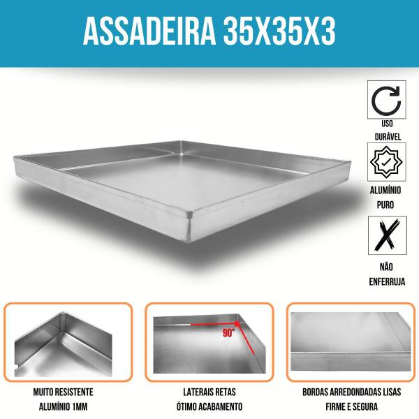 Imagem de Forma assadeira quadrada para brownie 35x35x3  alumínio