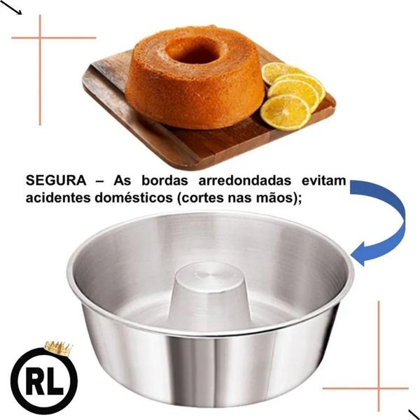 Imagem de Forma Assadeira Redonda Bolo Pudim Torta  C/ Tubo 20 Alumínio Top  Kit Jogo 6Un - RL