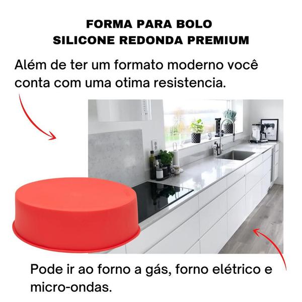 Imagem de Forma Assadeira Redonda de Silicone Para Bolo Antiaderente Livre de BPA Facil de Limpar