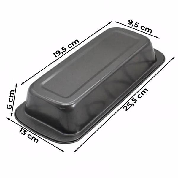 Forma Assadeira Retangular de Antiaderente Teflon para Pães Bolos Torradas Cozinha Confeitaria Padaria 25x6x13cm - DATERRA Imagem de Forma Assadeira Retangular de Antiaderente Teflon para Pães Bolos Torradas Cozinha Confeitaria Padaria 25x6x13cm