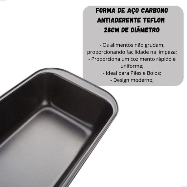 Imagem de Forma Assadeira Retangular Para Bolo Inglês e Pão com 28cm - Aço Carbono e Antiaderente, ,Acessórios de forno, Utensílios e acessórios De Cozinha