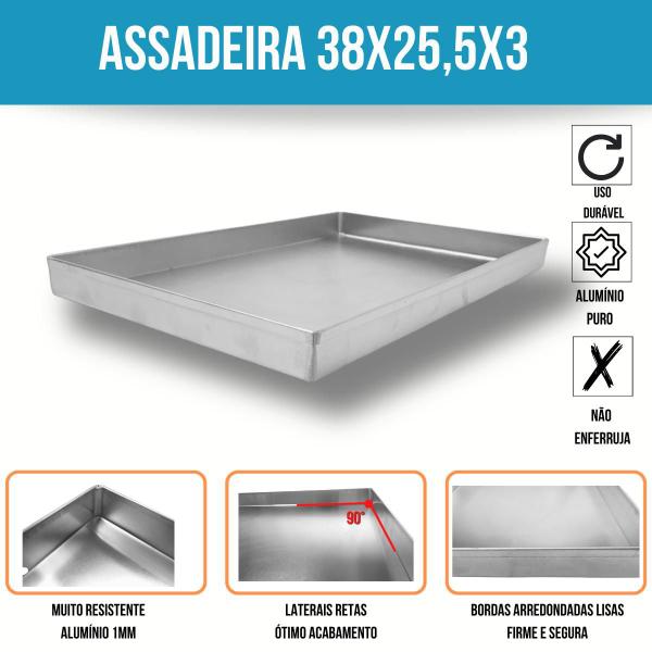 Imagem de Forma assadeira retangular para brownie 38x25,5x3  alumínio