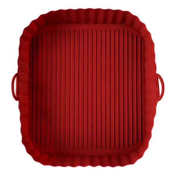 Imagem de Forma Assadeira Vermelho Quadrada 18cm Silicone Fritadeira Cozinha