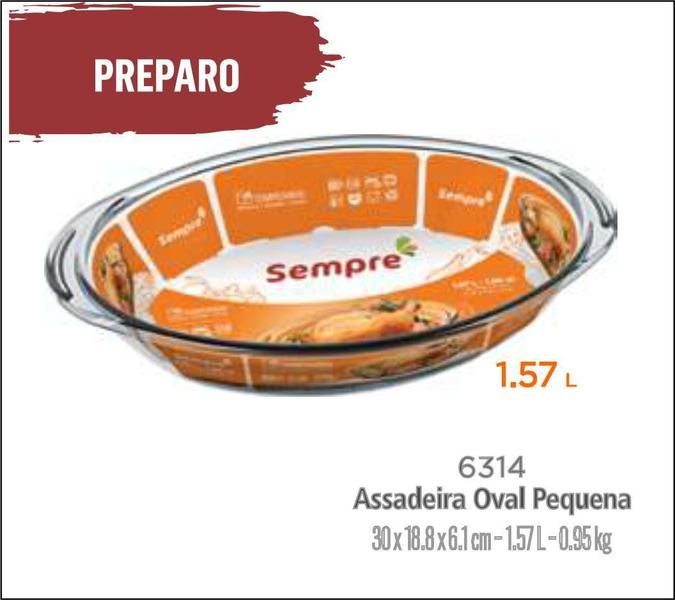 Imagem de Forma Assadeiras De Vidro Forno Oval Abas 1,57Lts Marinex 03