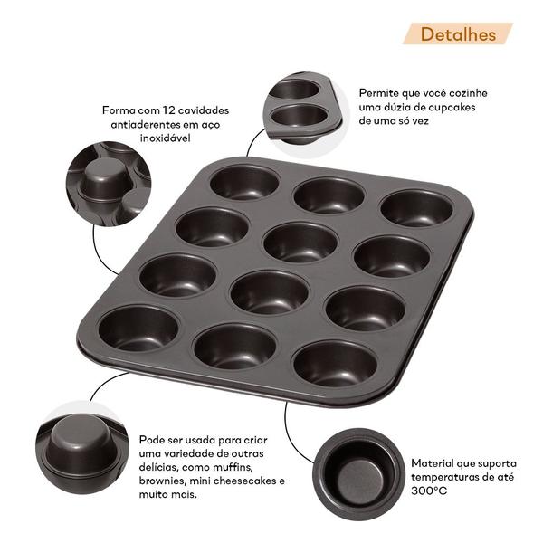 Forma Bandeja Cupcake Muffin Doces Antiaderente Premium - Quality House Imagem de Forma Bandeja Cupcake Muffin Doces Antiaderente Premium
