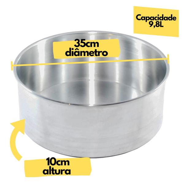 Forma Bolo Alta Redonda Para Bolo Fundo Fixo 35 x 10cm em Alumínio - Global Alumínio Imagem de Forma Bolo Alta Redonda Para Bolo Fundo Fixo 35 x 10cm em Alumínio - Global Alumínio