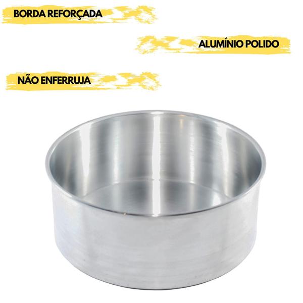 Forma Bolo Alta Redonda Para Bolo Fundo Fixo 35 x 10cm em Alumínio - Global Alumínio Imagem de Forma Bolo Alta Redonda Para Bolo Fundo Fixo 35 x 10cm em Alumínio - Global Alumínio