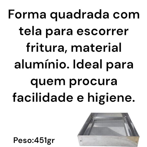 Imagem de FORMA COM TELA PARA ESCORRER FRITURA 30,4x7x30,4CM ALUMÍNIO