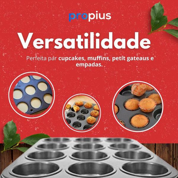 Imagem de Forma Cupcake Aço Carbono Reutilizável Assadeira Pão Mel Queijo Inox Forminha Profissional