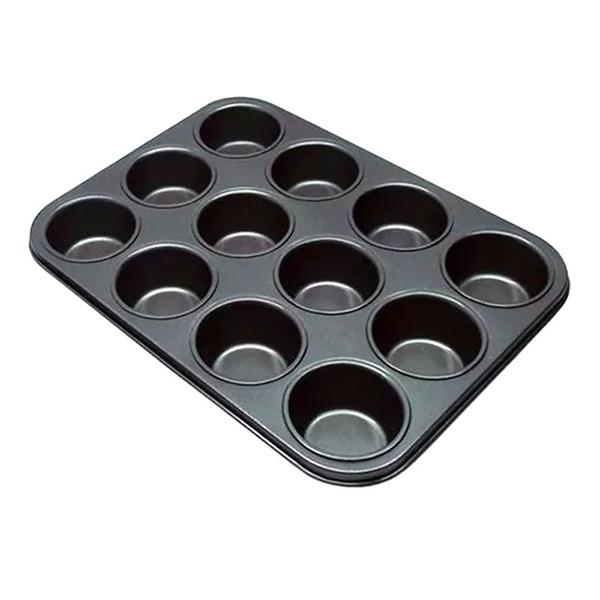 Imagem de Forma Cupcake Antiaderente 12 Cavidades Cavas Assar Cupcakes Empadinha Petit Gateau Pão de Queijo Queijadinha Bolo Teflon