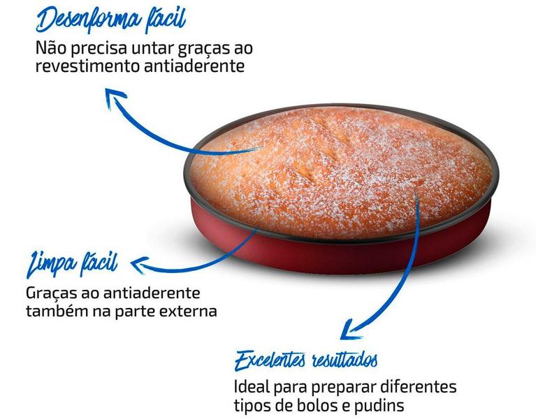 Imagem de Forma de Bolo de Alumínio Redonda Antiaderente 30cm Rochedo Perfeito