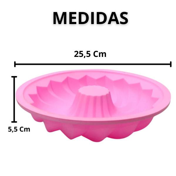 Imagem de Forma De Bolo Em Silicone Pudim Torta 25 Cm Redonda Antiaderente Cozinha Várias Cores