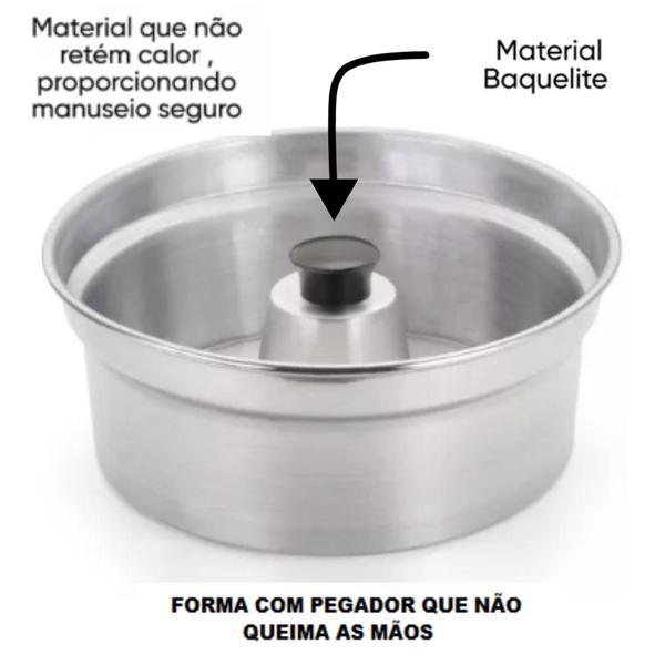 Imagem de Forma De Bolo Pudim Torta Suíça Gigante De 30 cm Que Não Queima As Mãos Pegador de Baquelite