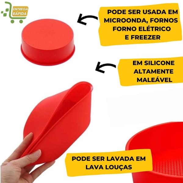 Imagem de Forma de Bolo Redonda em Silicone Bolo Torta Empadão Assadeira Antiaderente Cozinha Casa