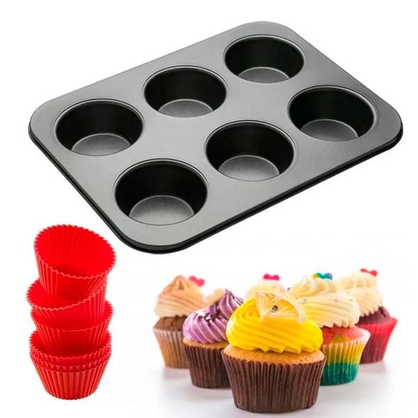 Imagem de Forma De Cupcake Empada 6 Moldes De Silicone Antiaderente