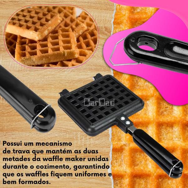 Imagem de Forma de fazer Waffle Manual no fogão gás Molde Revestimento Antiaderente