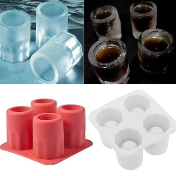 Imagem de Forma de Gelo 4 Copos Doses em Silicone Whisky