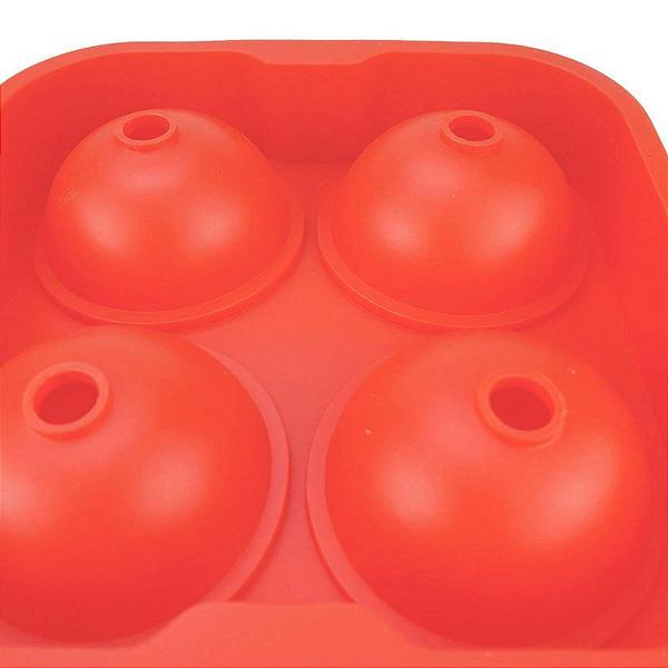 Imagem de Forma de Gelo 4 Esferas em Silicone com Tampa Vermelho