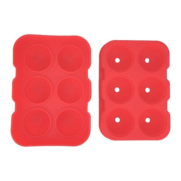 Imagem de Forma de Gelo 6 Esferas em Silicone com Tampa Vermelho