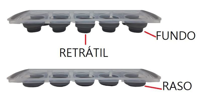 Imagem de Forma de Gelo de Plástico e Silicone Retrátil com 10 Cavidades Redonda 29,5x12x2,5cm