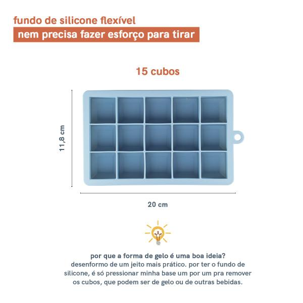 Forma de Gelo de Silicone - 15 Cubos Oikos AZUL Imagem de Forma de Gelo de Silicone - 15 Cubos Oikos AZUL