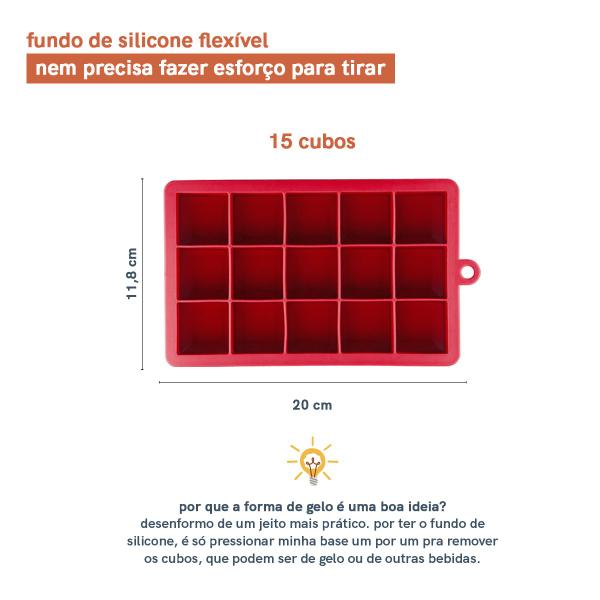 Imagem de Forma de Gelo de Silicone - 15 Cubos Oikos VERMELHO