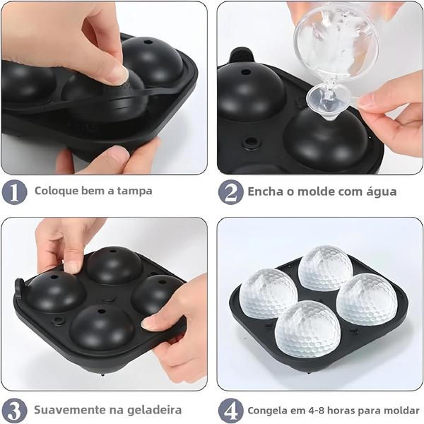 Imagem de Forma de Gelo de Silicone para Whisky - Esfera Redonda para Drinks