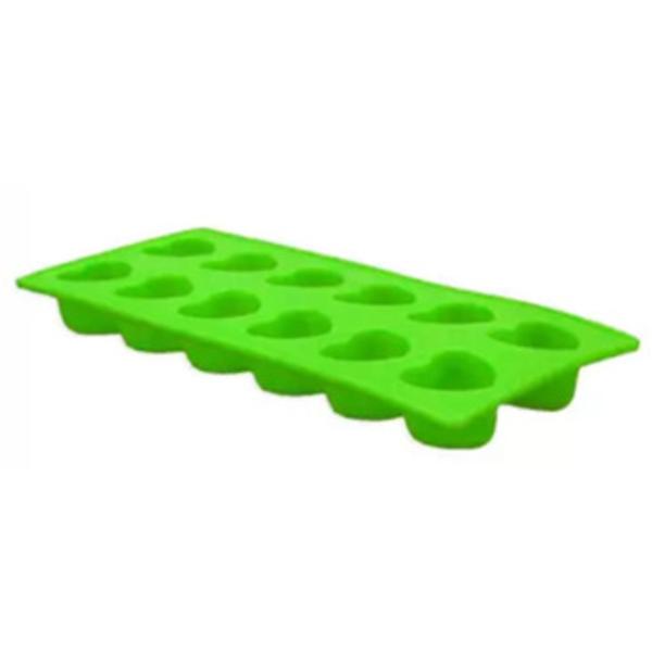 Imagem de Forma de gelo de silicone verde ou amarelo com 12 cavidades em formato de coração - forminha de gelo