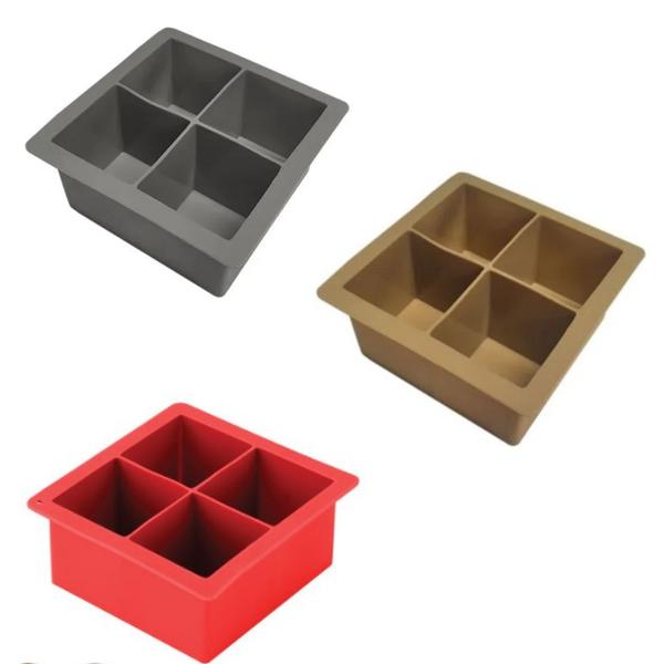 Forma de Gelo Em Cubo Grande 4 Cavidades Drinks Whisky Com Tampa - UNY GIFT Imagem de Forma de Gelo Em Cubo Grande 4 Cavidades Drinks Whisky Com Tampa