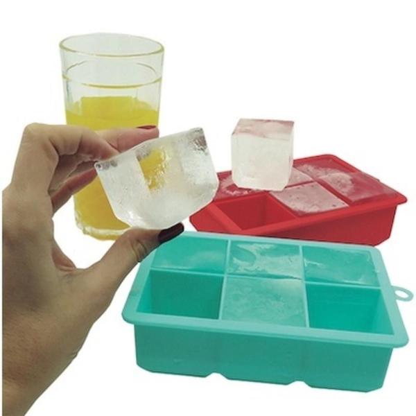 Imagem de Forma de gelo grande big silicone 6 cubos forminha gigante whisky negroni drink bpa free