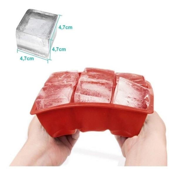 Imagem de Forma de gelo grande big silicone 6 cubos forminha gigante whisky negroni drink bpa free