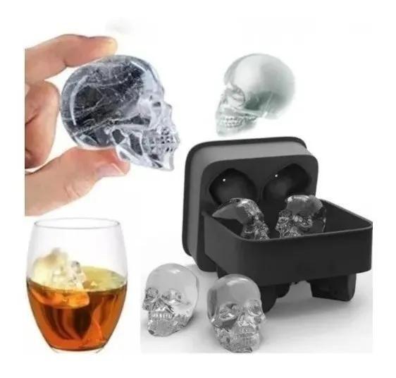 Imagem de Forma De Gelo Molde Caveira Silicone 3d Festas Drinks Skull