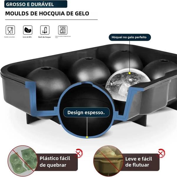 Forma de Gelo para Coquetéis - 6 Grades, Redonda, Quadrada e Bola Imagem de Forma de Gelo para Coquetéis - 6 Grades, Redonda, Quadrada e Bola