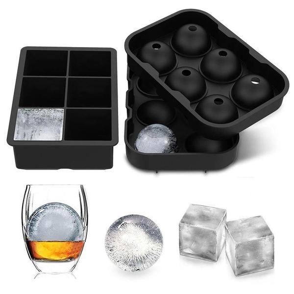 Forma de Gelo para Coquetéis - 6 Grades, Redonda, Quadrada e Bola Imagem de Forma de Gelo para Coquetéis - 6 Grades, Redonda, Quadrada e Bola